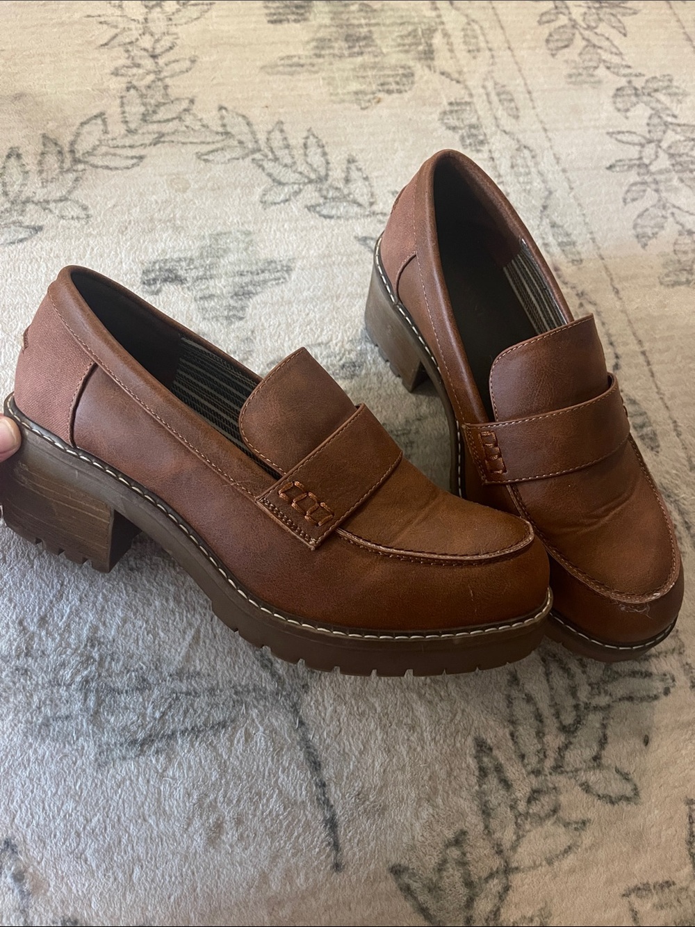 Lane Bryant Cognac Brown Lug Sole Penny Loafers